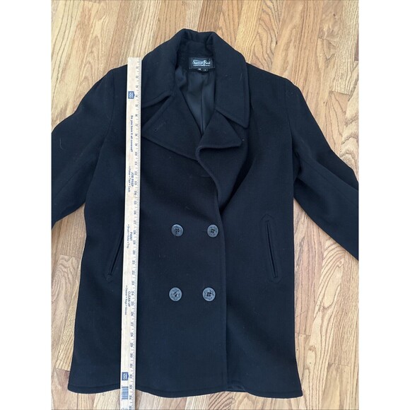 SPENCER REID 10 T Black Wool Pea Coat Jacket Double Breasted - Picture 6 of 8